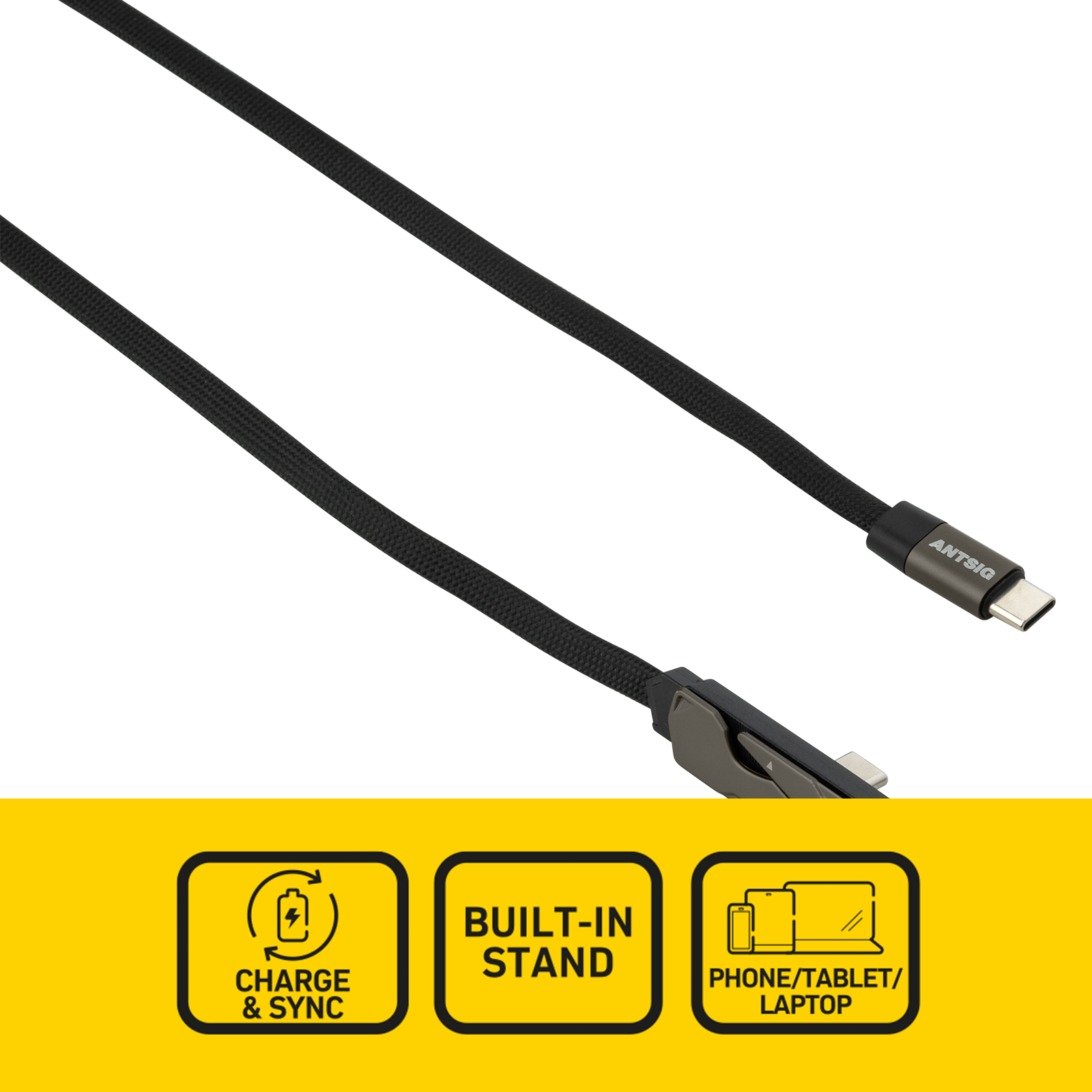 Antsig 2m 240W USB-C to USB-C Cable with Foldable Stand