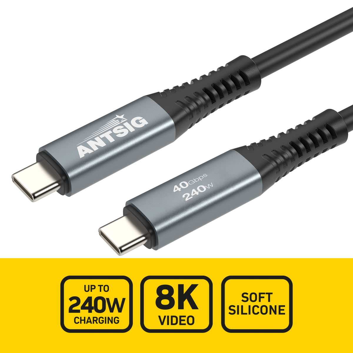 Antsig 1m USB4 240W USB-C to USB-C Cable