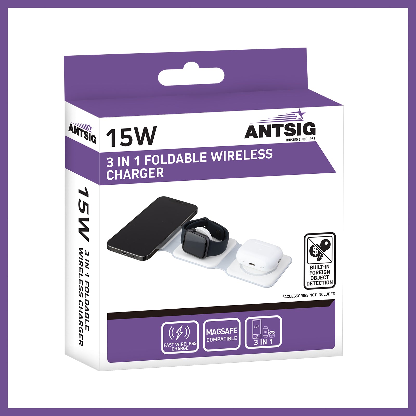 Antsig 15W 3-in-1 Foldable Wireless Charging Pad