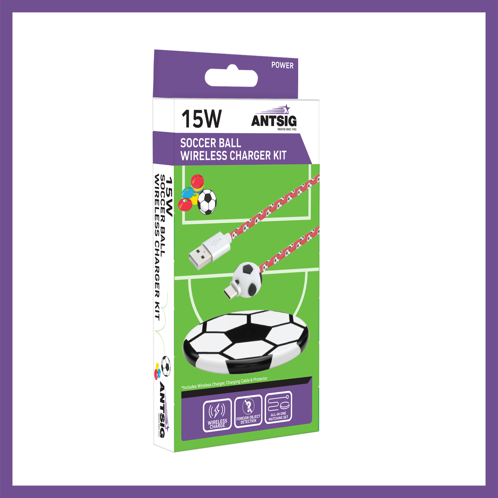 Antsig 15W Wireless Charging Kit Soccer Ball