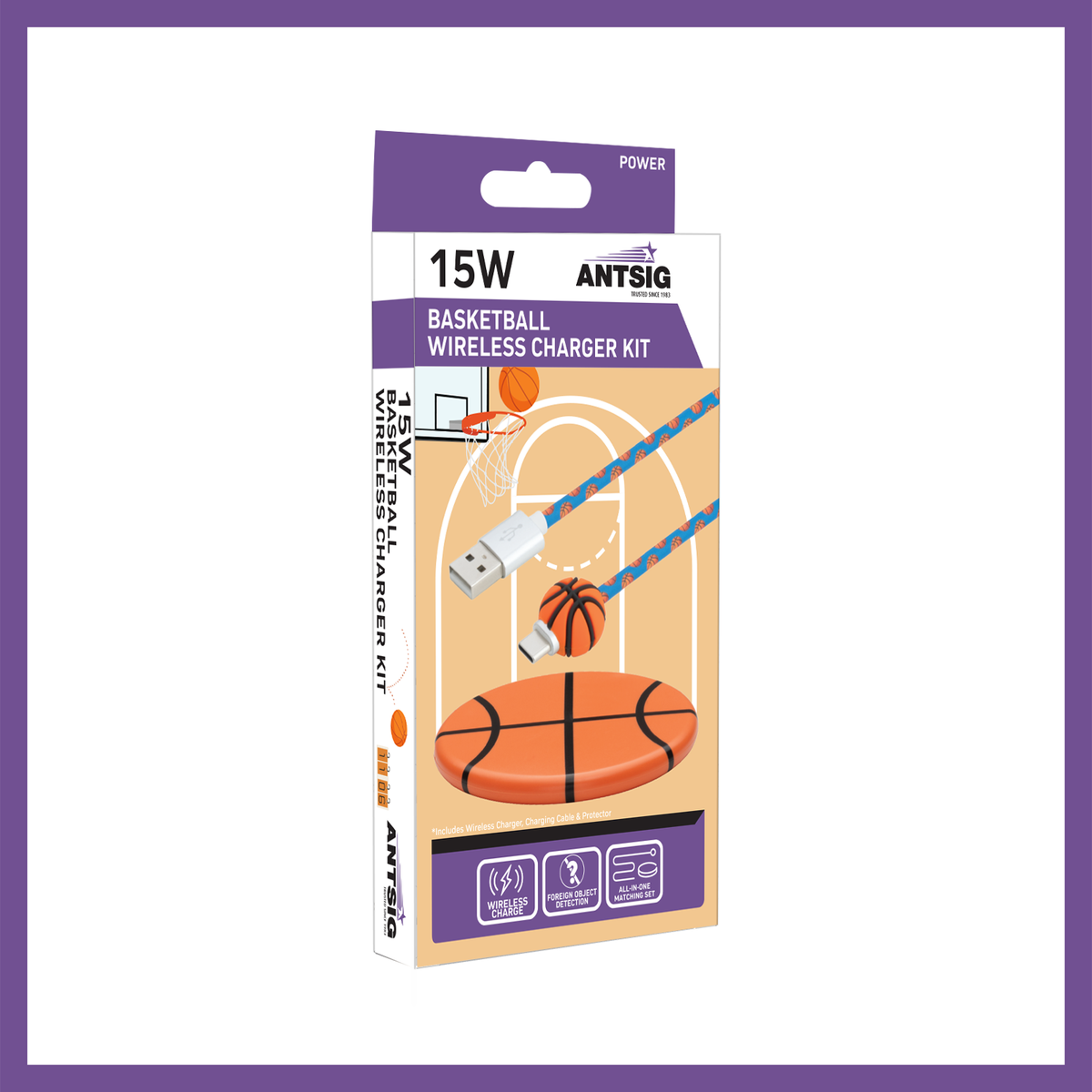 Antsig 15W Wireless Charging Kit Basketball