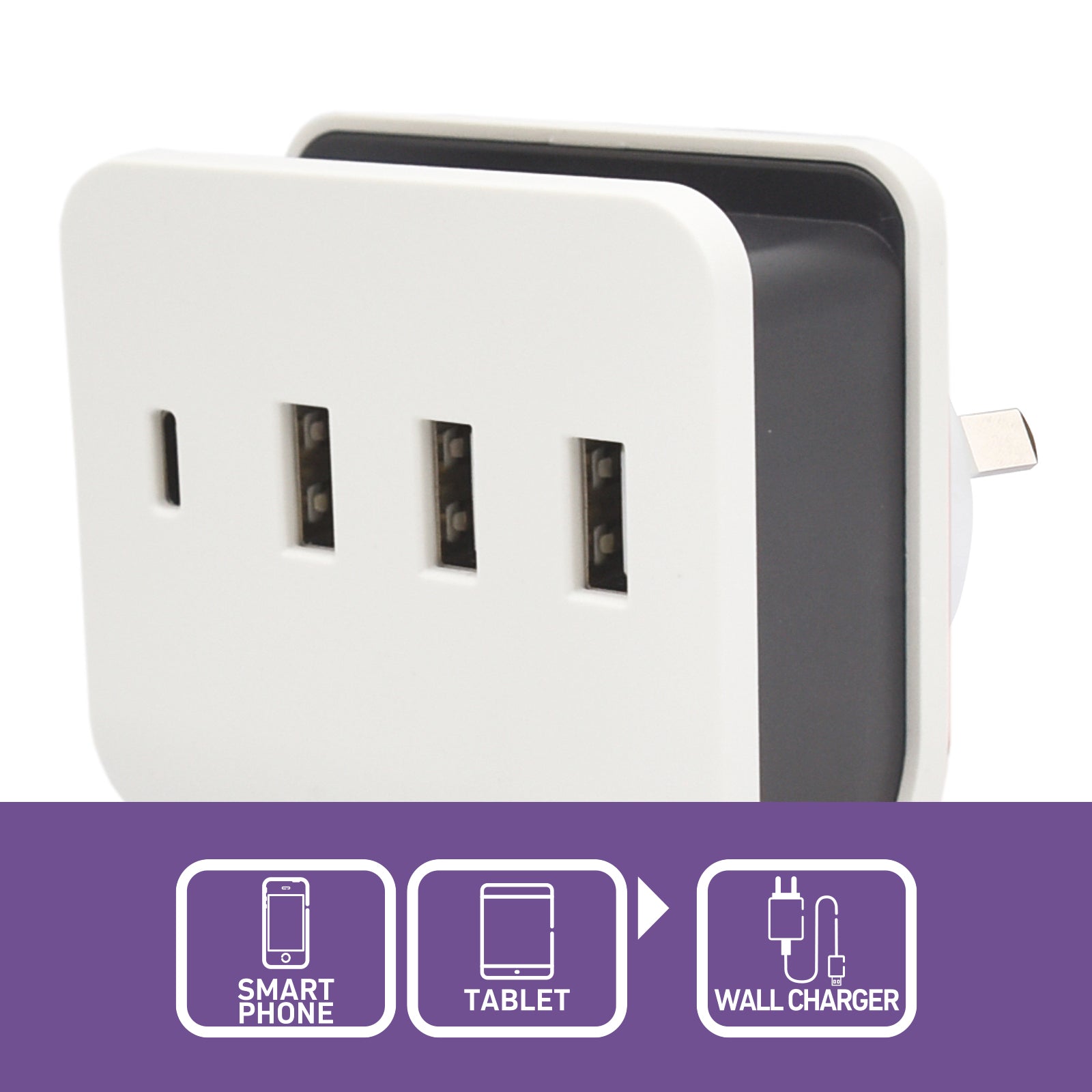 4 Port USB-Charger with Phone Holder