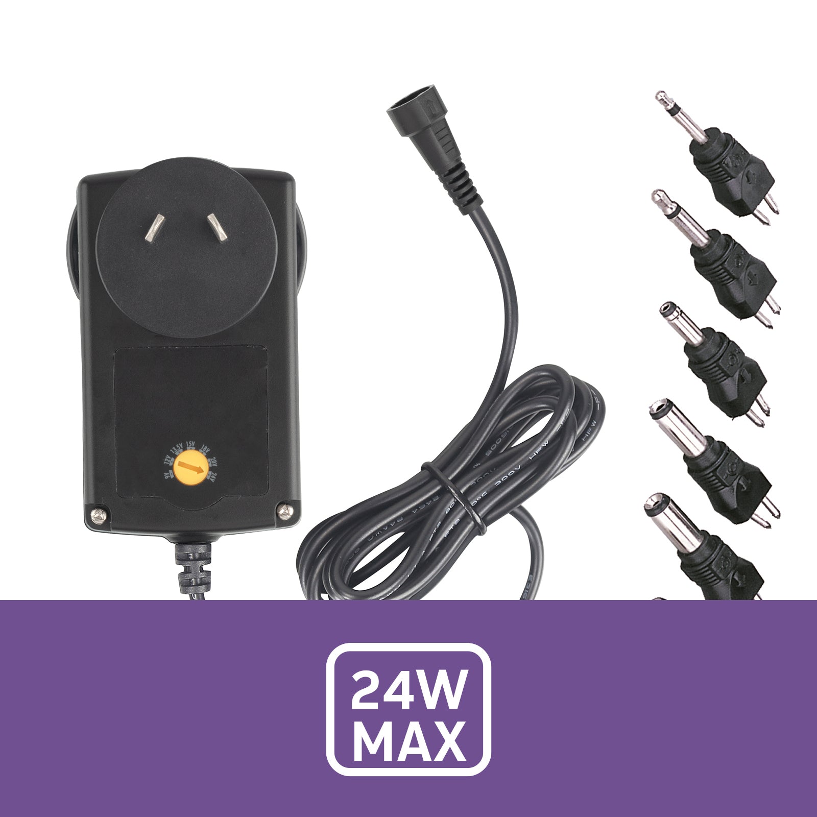 9-24 VDC Multi Voltage Power Supply With Plug Adaptors