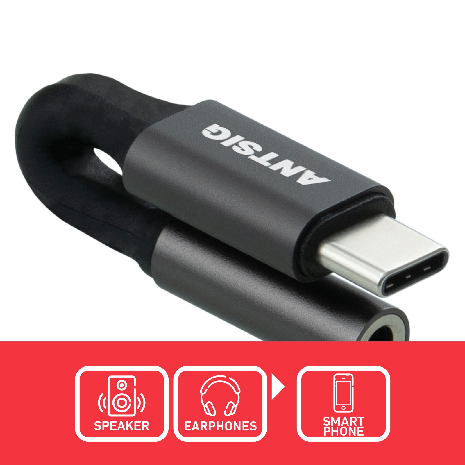 USB-C to 3.5mm Black AUX Female Audio Adaptor