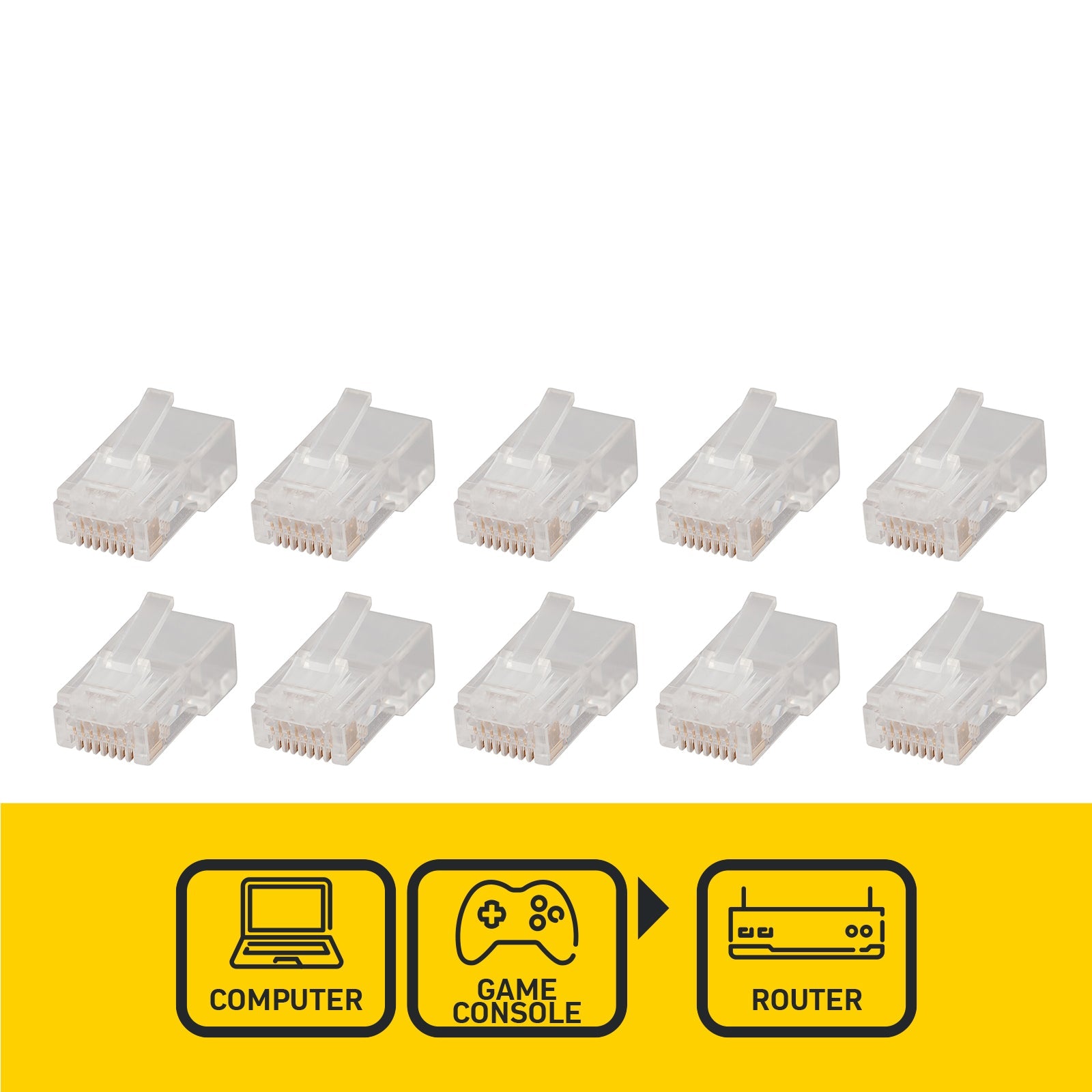 RJ45 Connectors For CAT5 Cable - 10 Pack