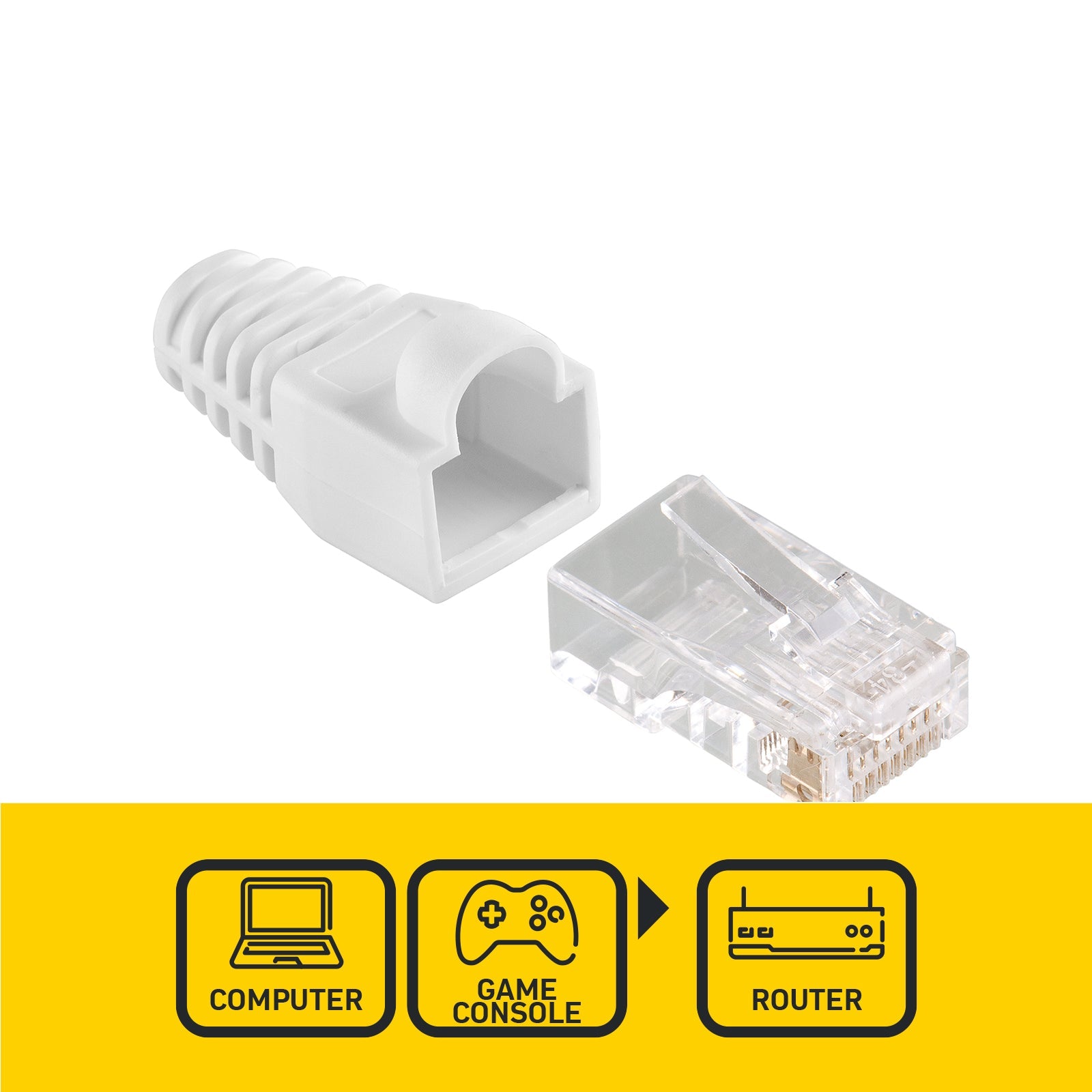 CAT6 RJ45 8P8C Plug With Boots - 10 Pack