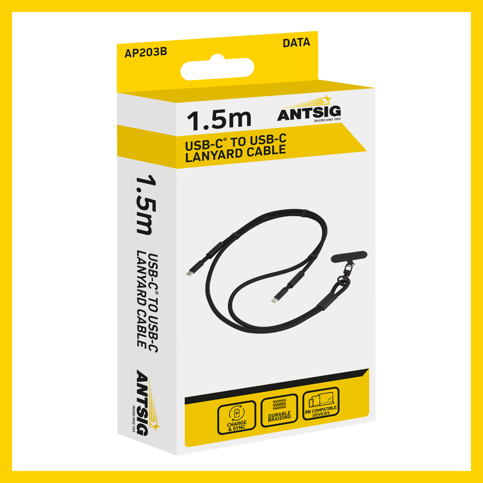 Antsig 60W 1.5m USB-C Lanyard Cable