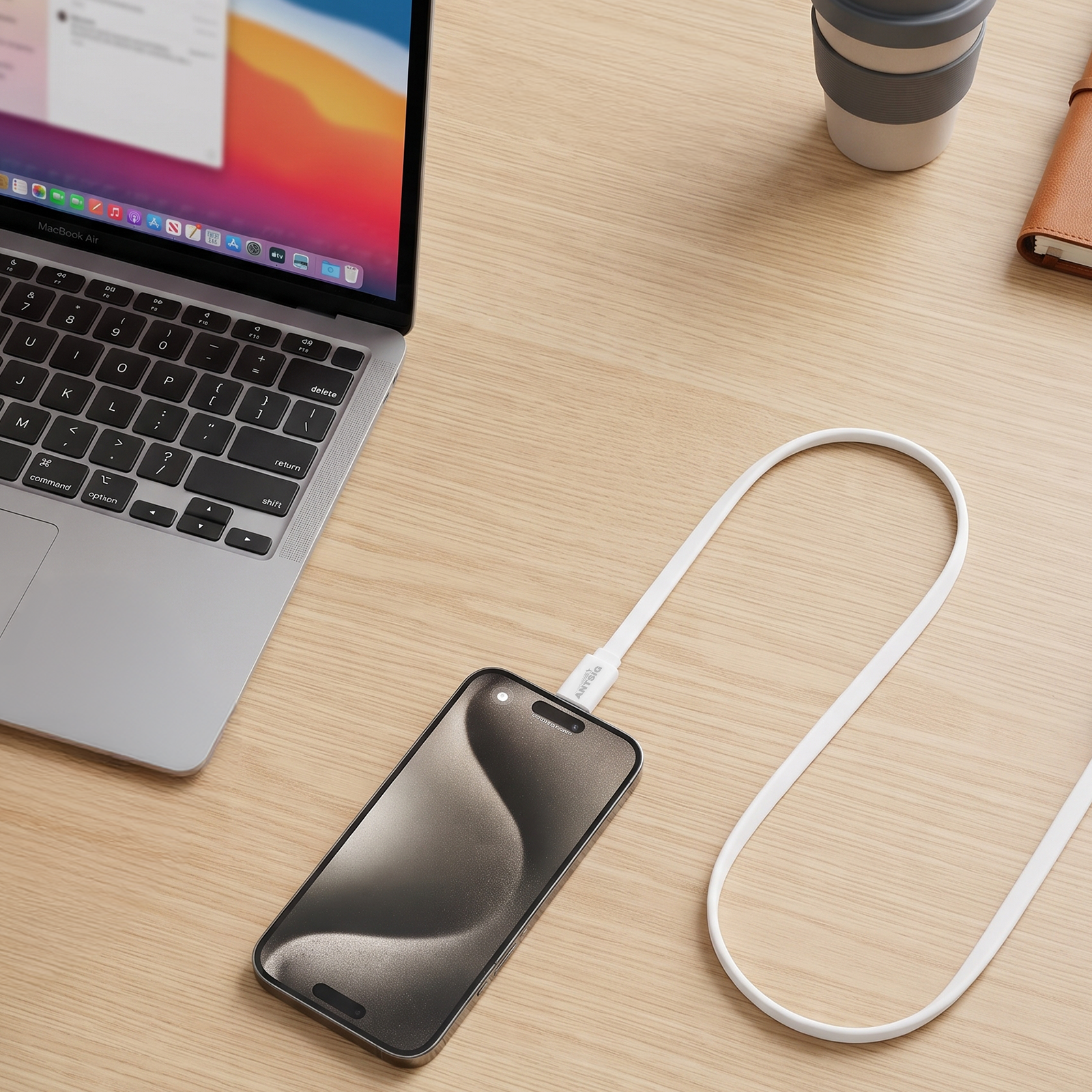 Antsig 2m USB-A to Lightning Flat Silicone Cable