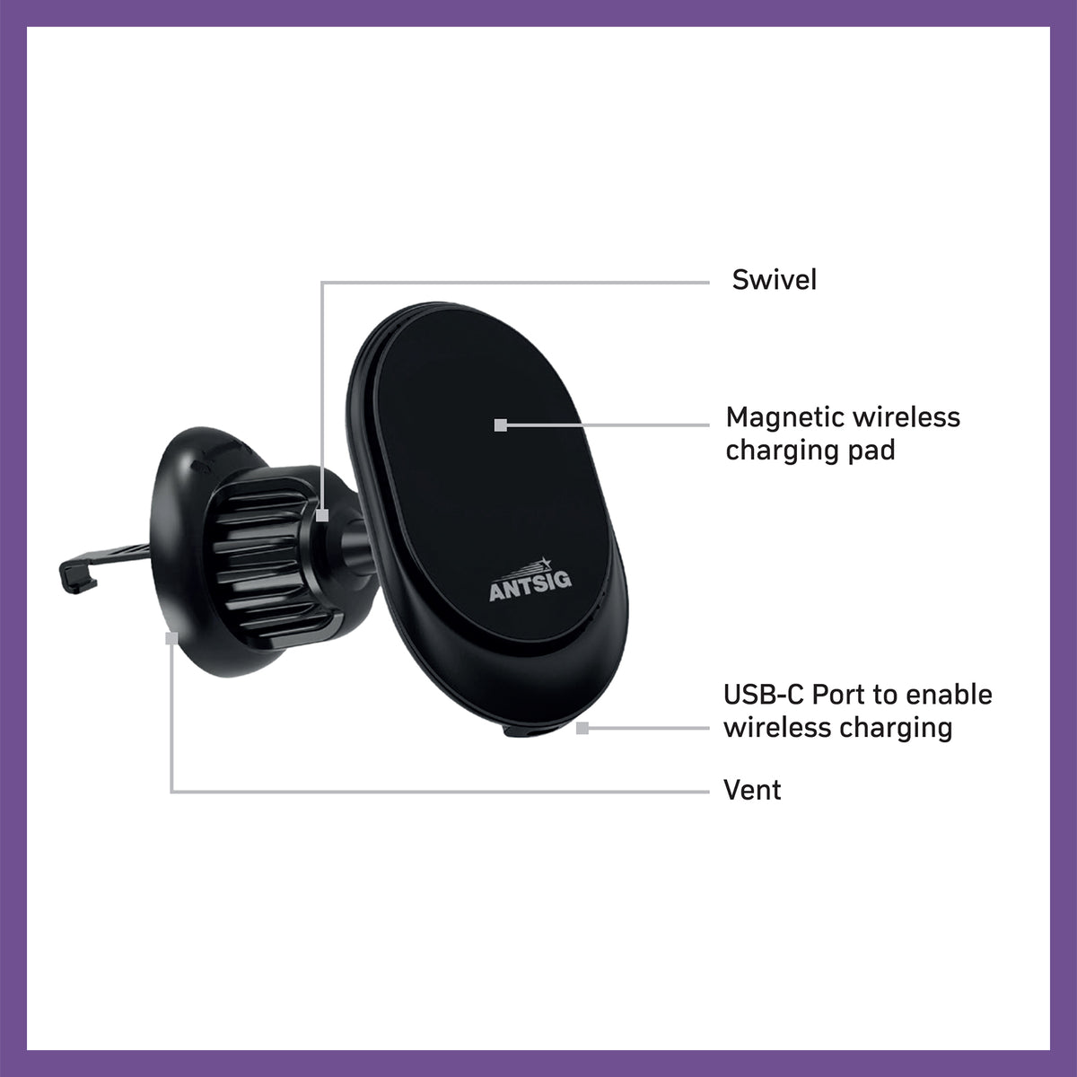 Antsig 15W Fast Charging Wireless Magnetic Car Charger