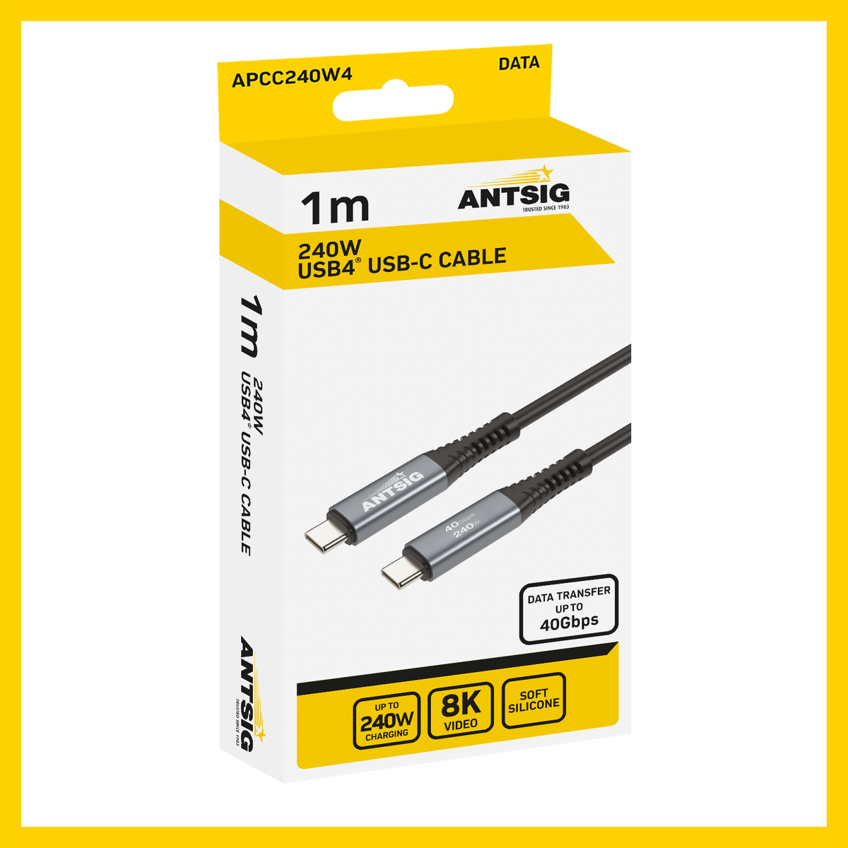 Antsig 1m USB4 240W USB-C to USB-C Cable