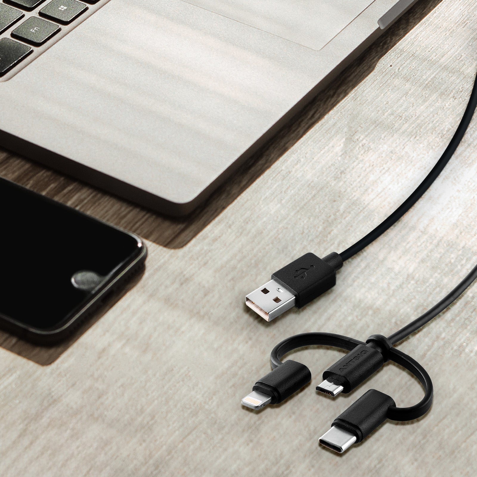 Antsig 1m 3-in-1 USB Cable