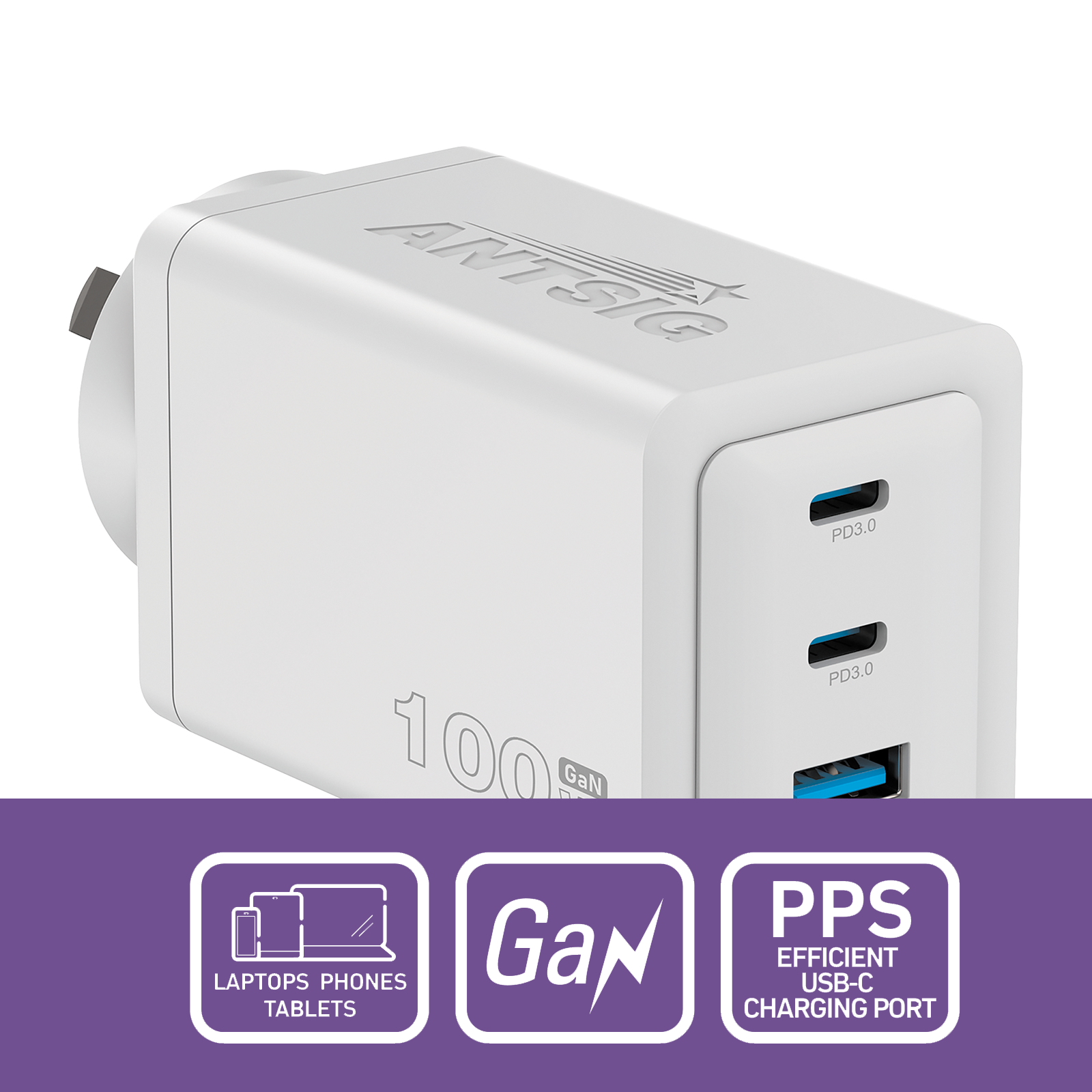 Antsig 100W Multi Port USB GaN Wall Charger