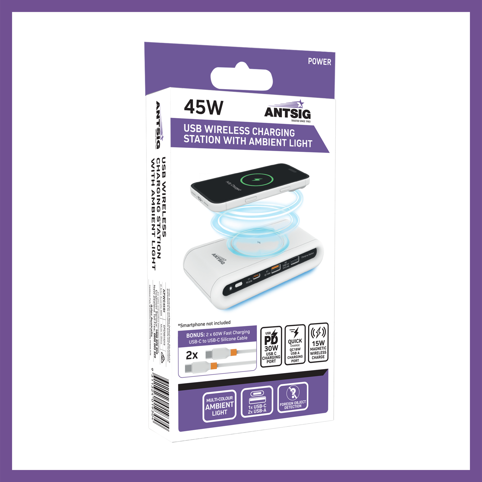 Antsig Wireless Charging Station With Ambient Light