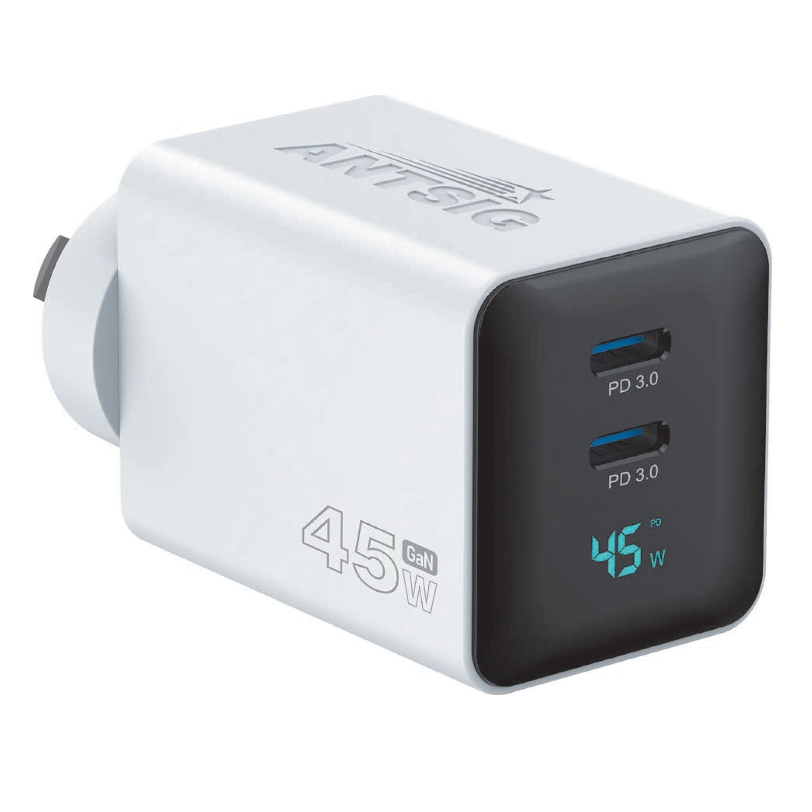 Antsig 45W Dual USB-C Wall Charger With Screen Display