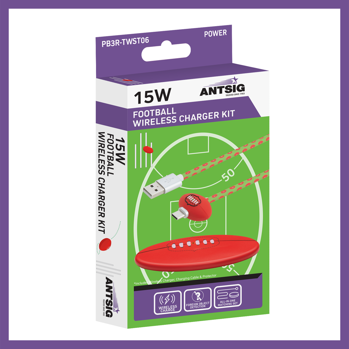 Antsig 15W Wireless Charger Kit Football