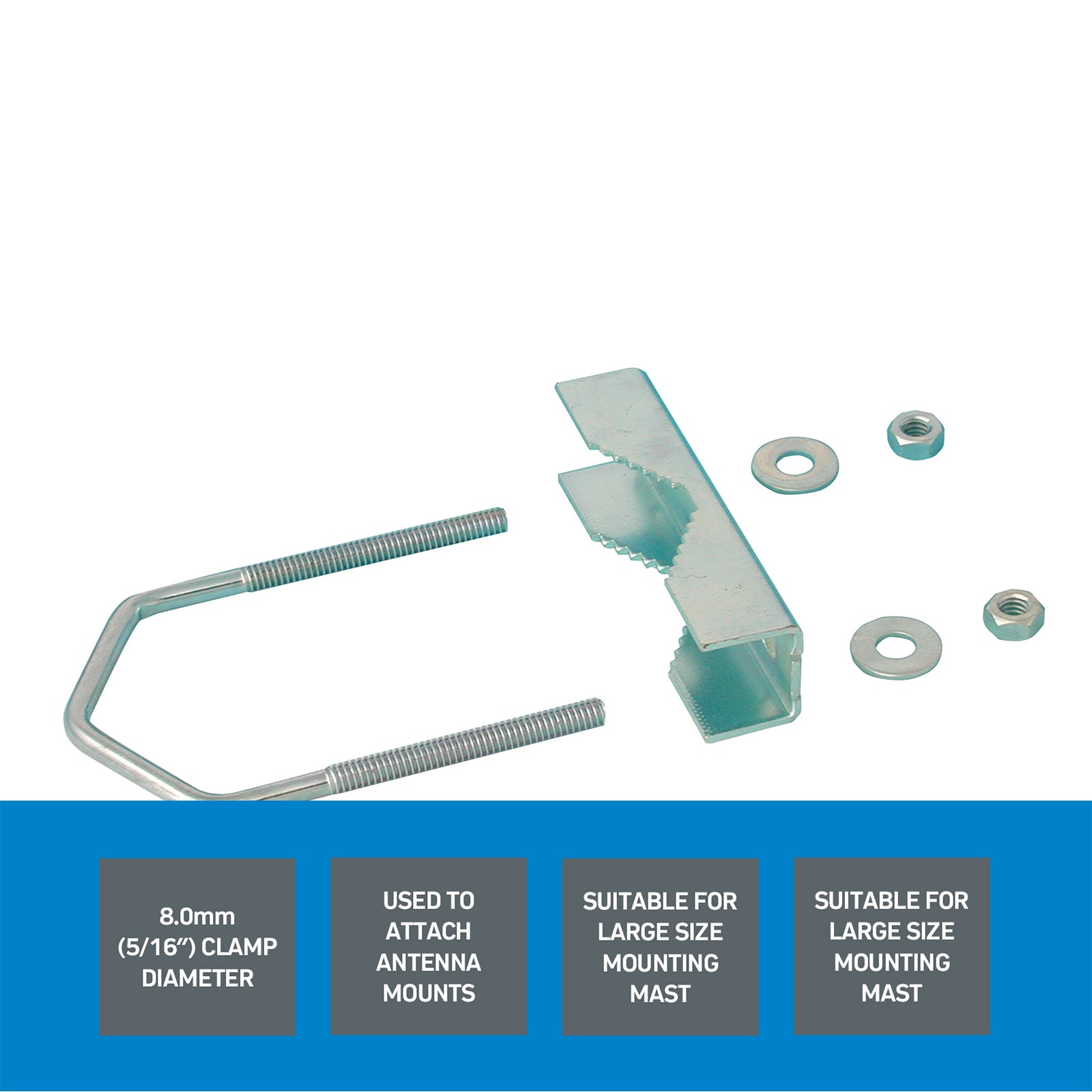 8mm U-Bolt & V-Block Clamp Antenna Accessory