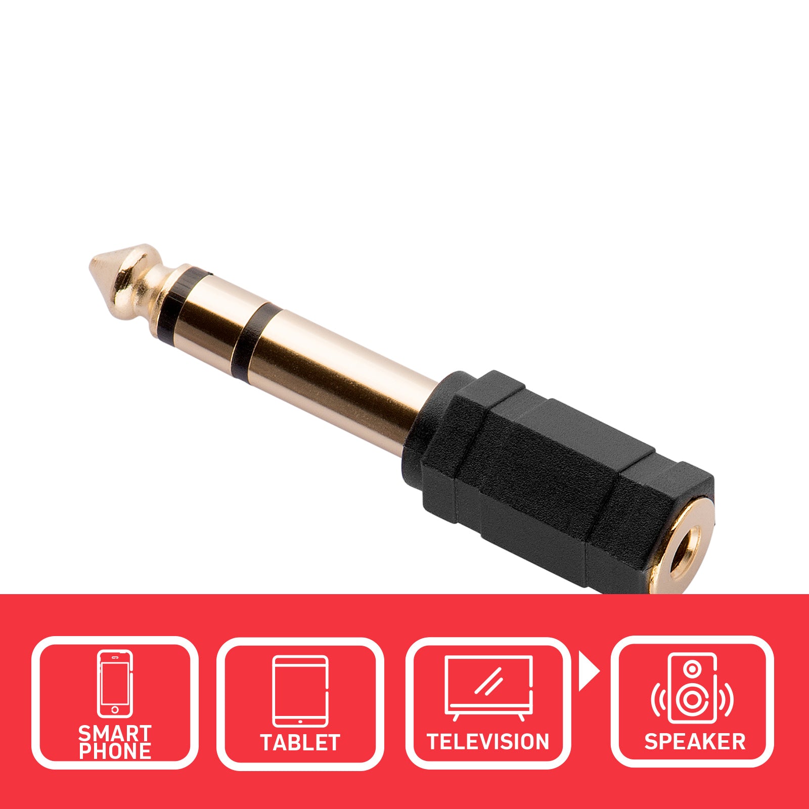 6.35mm Stereo Plug Adaptor to 3.5mm Stereo Socket