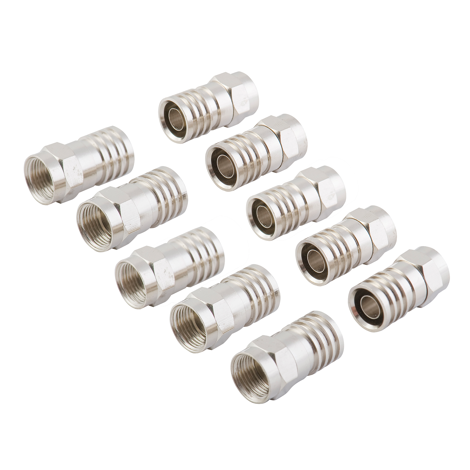F59 Crimp Connector for RG6 Cable Heavy Gauge - 10 Pack
