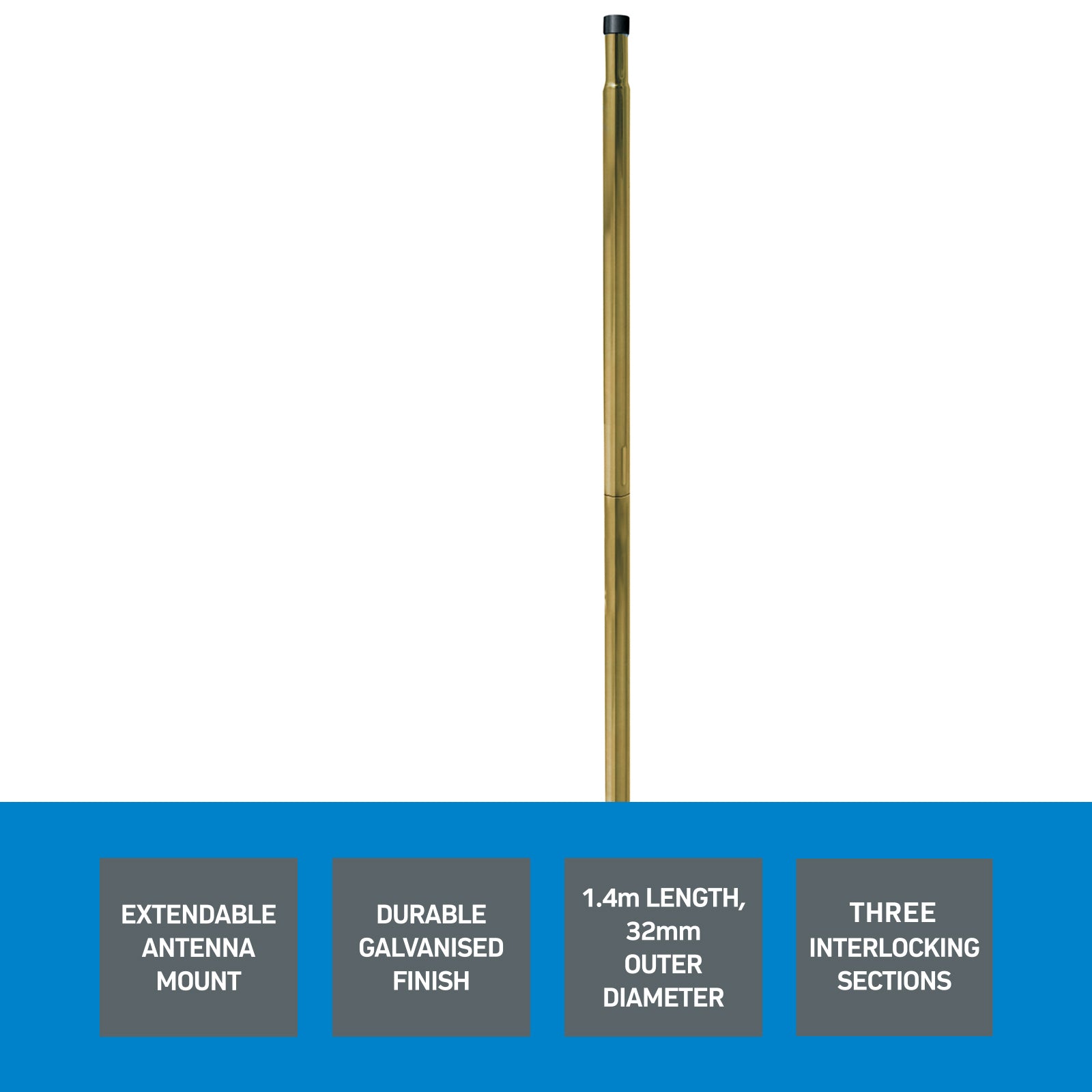 140cm Antenna Extendable Galvanised Fascia Mount