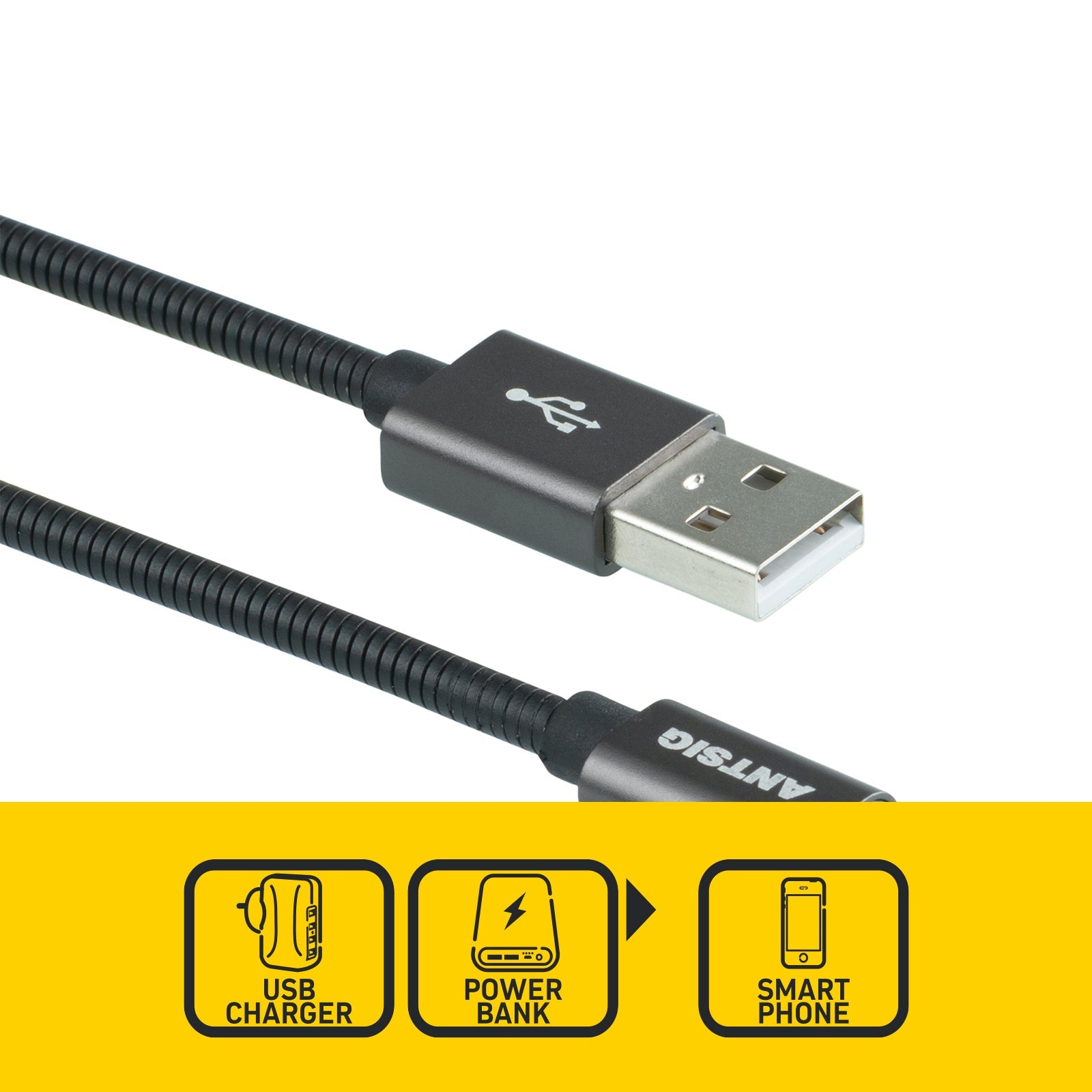 1.5m USB-A to USB-C Steel Cable