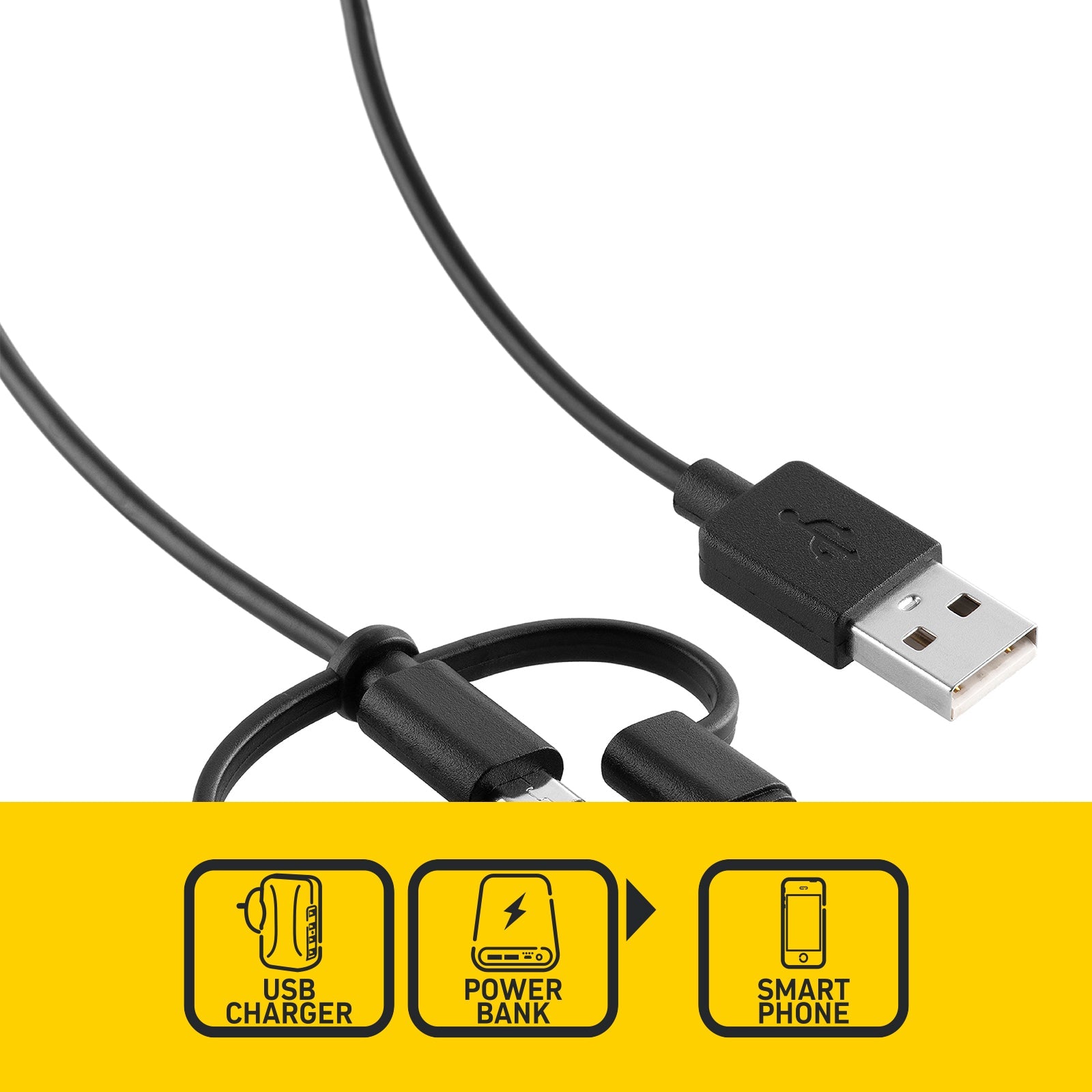 2m 3 In 1 Cable USB-A to Lightning Micro USB-C