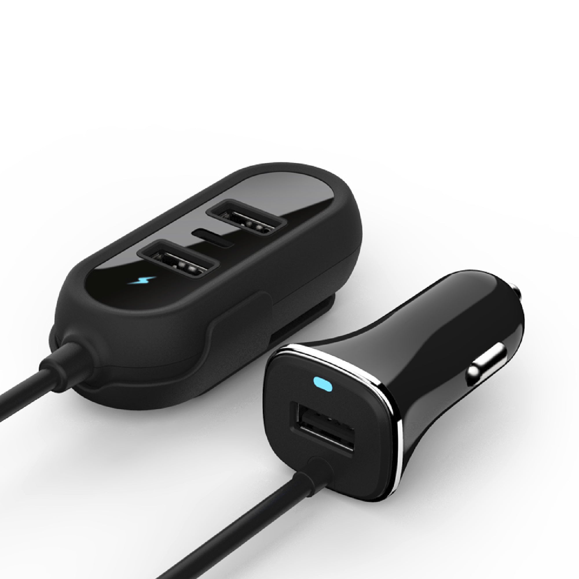 4 Port Car Charger with Extension