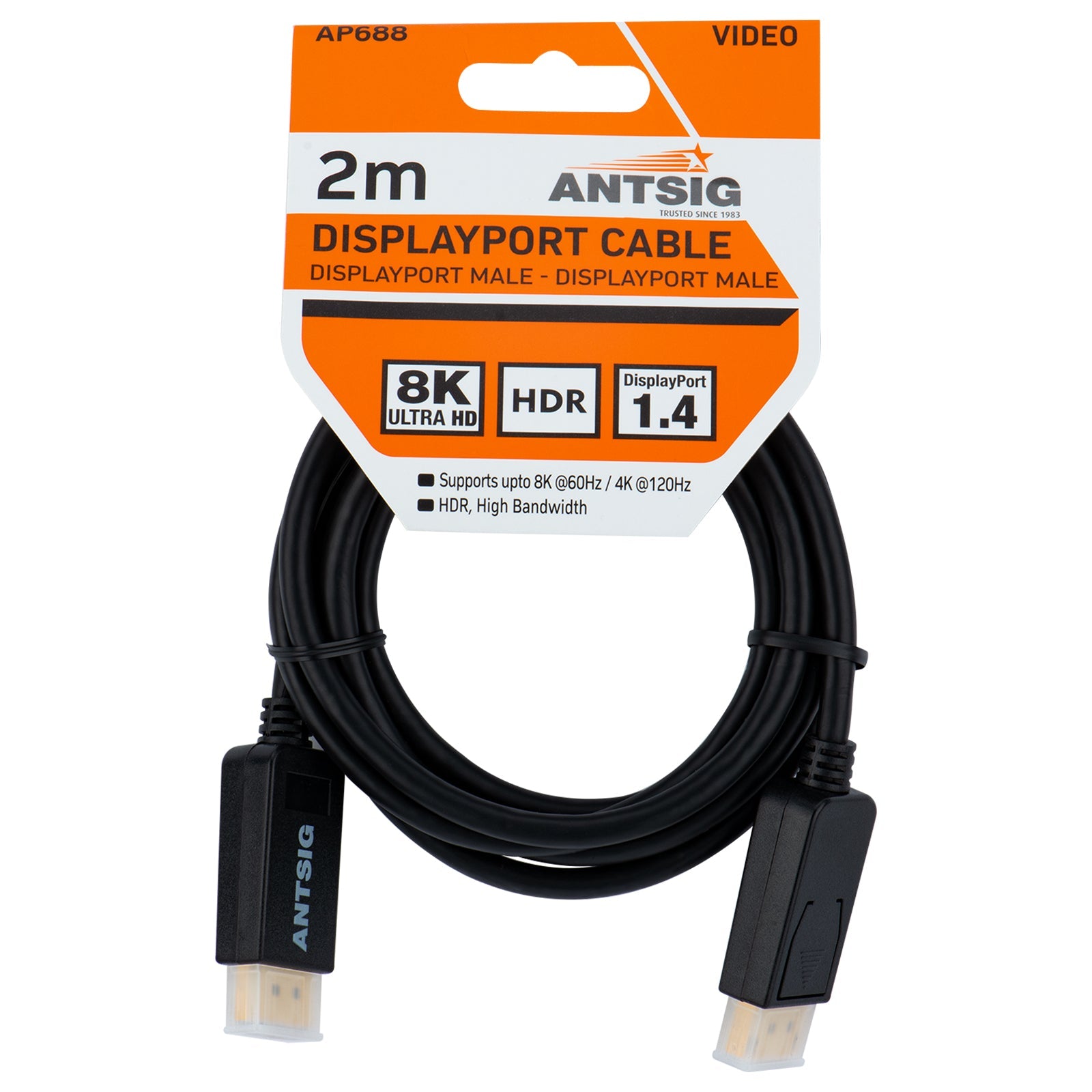2m DisplayPort Male to Male Cable